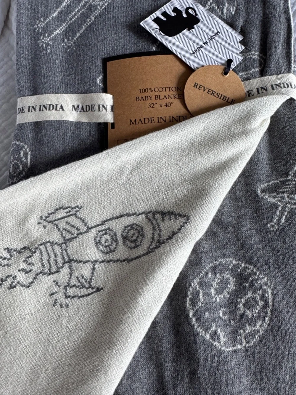 Grey & Cream Baby Space Blanket